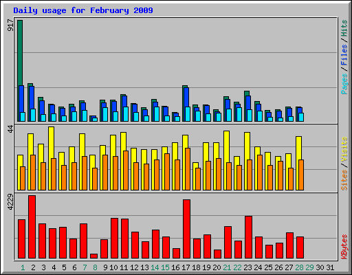 Daily usage for February 2009