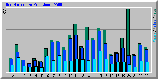 Hourly usage for June 2009